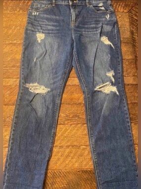 Women's American Eagle Distressed Blue Denim Jeans - Classic Mid Wash (Size 26)